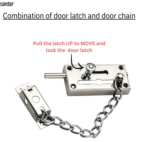 Sardar DL-07 Stainless Steel Door Latch with Chain for Home Security (SS) - Image 3