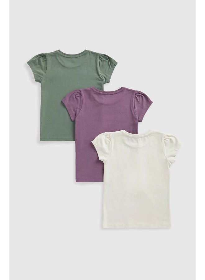 mothercare Broderie T-Shirts - 3 Pack - Image 2