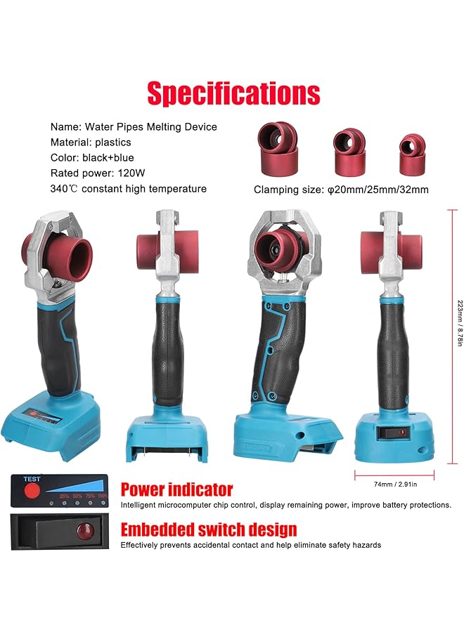 erorex Lithium Water Pipes Melting Device Household Ppr Welding Machine 340℃ Constant Temperature With 20Mm 25Mm 32Mm Replacement Heads - Image 5