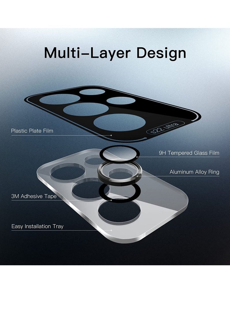 Raxoom Camera Lens Protector for Samsung Galaxy S23 Ultra 5G 6.8-Inch, 9H Tempered Glass Metal Individual Ring Cover, Easy Installation Tray, HD Clear, Set of 5 - Image 4