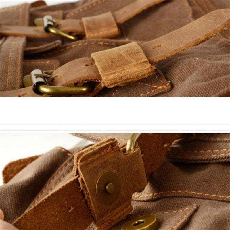 Canvas Messenger Bag 13.8” L*4.7” W*11” H Portable Office Design - High Density Durable Canvas Cowhide Laptop Bag for Daily Commute Travel Remote Work Outdoor Activities Men Women - Image 3