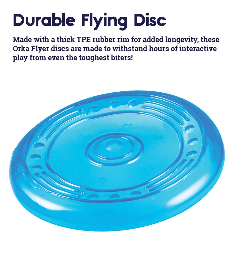 Petstages Orka Flyer Royal Blue Flying Disc Dog Fetch Toy - Image 2