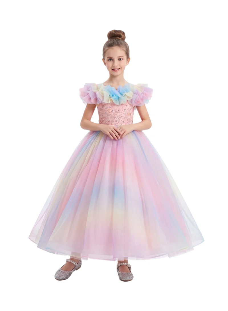 D'Daniela Enchanted Rainbow Tulle Gown