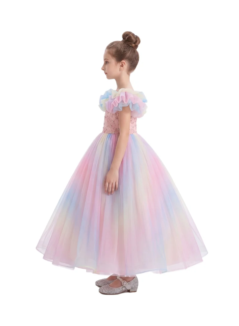 D'Daniela Enchanted Rainbow Tulle Gown