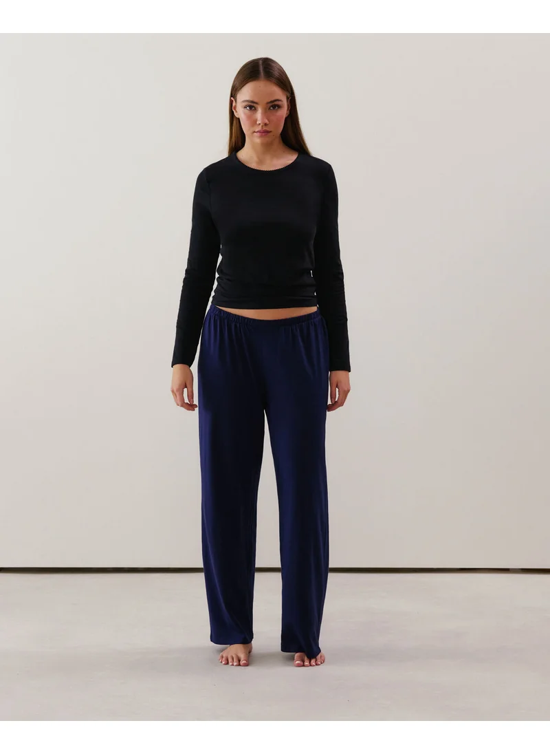 UNDIZ Straight leg jersey trousers - navy blue