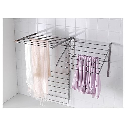 QQOUTLET Wall Mounted Clothes Drying Rack - Stainless Steel Collapsible Laundry Rack - Space Saving Folding Accordion Dryer for Indoor & Outdoor Use (22Wx21Dx19H) - Image 5