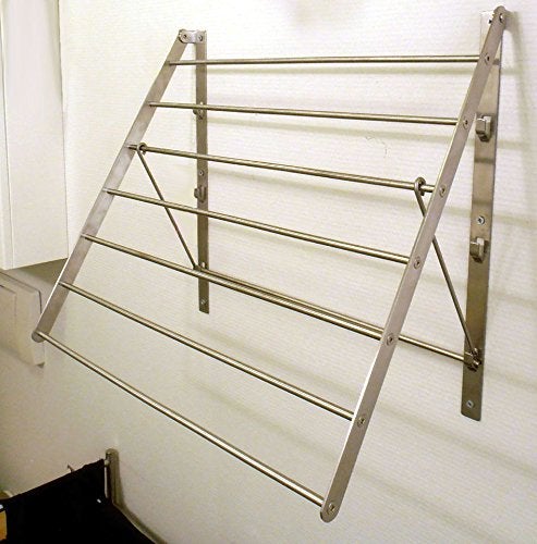 QQOUTLET Wall Mounted Clothes Drying Rack - Stainless Steel Collapsible Laundry Rack - Space Saving Folding Accordion Dryer for Indoor & Outdoor Use (22Wx21Dx19H) - Image 3