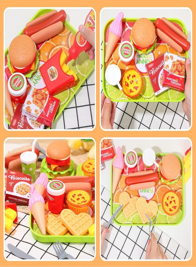 Zomiboo Pretend Play Food Toy Set for Kid Kitchen, Fake Food Plastic Burgers Sandwich Toys Pretend Playset Preschool Role Play Kitchen Restaurant Sets Christmas Birthday Gift for Girls Boys - Image 3