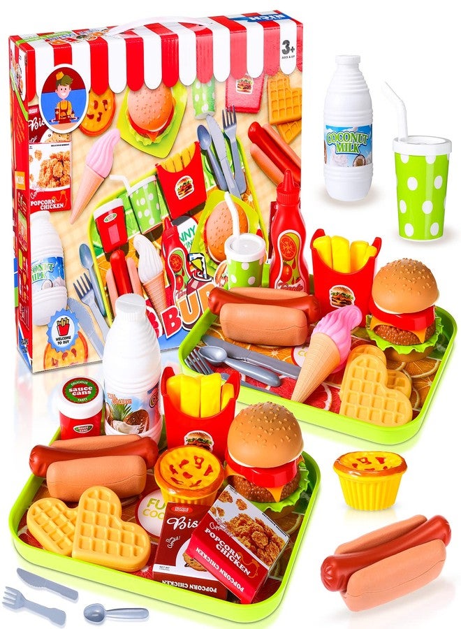 Zomiboo Pretend Play Food Toy Set for Kid Kitchen, Fake Food Plastic Burgers Sandwich Toys Pretend Playset Preschool Role Play Kitchen Restaurant Sets Christmas Birthday Gift for Girls Boys - Image 1