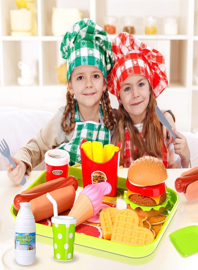 Zomiboo Pretend Play Food Toy Set for Kid Kitchen, Fake Food Plastic Burgers Sandwich Toys Pretend Playset Preschool Role Play Kitchen Restaurant Sets Christmas Birthday Gift for Girls Boys - Image 4