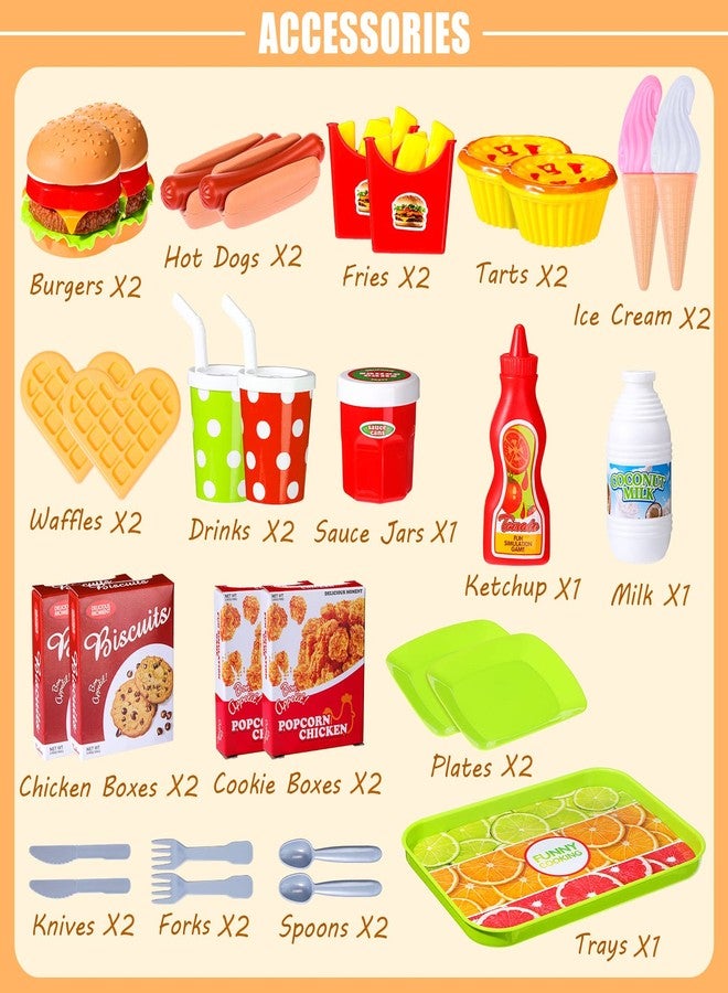 Zomiboo Pretend Play Food Toy Set for Kid Kitchen, Fake Food Plastic Burgers Sandwich Toys Pretend Playset Preschool Role Play Kitchen Restaurant Sets Christmas Birthday Gift for Girls Boys - Image 2