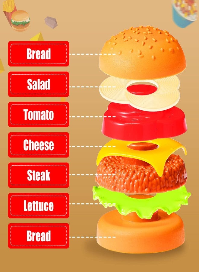 Zomiboo Pretend Play Food Toy Set for Kid Kitchen, Fake Food Plastic Burgers Sandwich Toys Pretend Playset Preschool Role Play Kitchen Restaurant Sets Christmas Birthday Gift for Girls Boys - Image 5