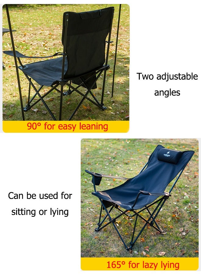 Extra Large Portable Camping Chairs with Pillow Adjustable Sitting and Lying Modes, Enjoy the Outdoors with a Versatile Folding Chair Sports Chair Outdoor Chair & Lawn Chair Black 60x60x90cm - pzsku/Z990355EB30F27E63834CZ/45/_/1740972012/4e4a12c2-2f9e-45bf-853c-9e85a8f748b8