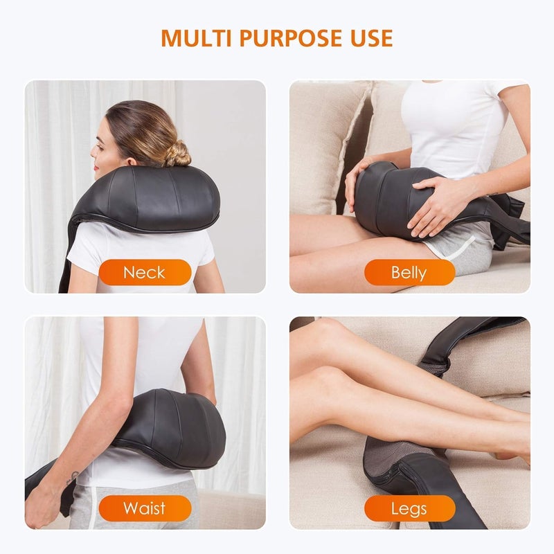 Neck Massager with Heat, Shiatsu Massager for Neck, Back, Shoulder, Foot and Leg, Deep Tissue 3D Kneading Massager for Relax Muscles at Home and Offie,Neck Massager for Women and Men (Black) - Image 5