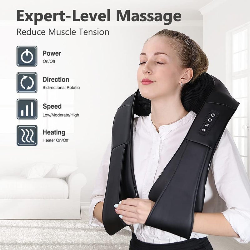 Neck Massager with Heat, Shiatsu Massager for Neck, Back, Shoulder, Foot and Leg, Deep Tissue 3D Kneading Massager for Relax Muscles at Home and Offie,Neck Massager for Women and Men (Black) - Image 2