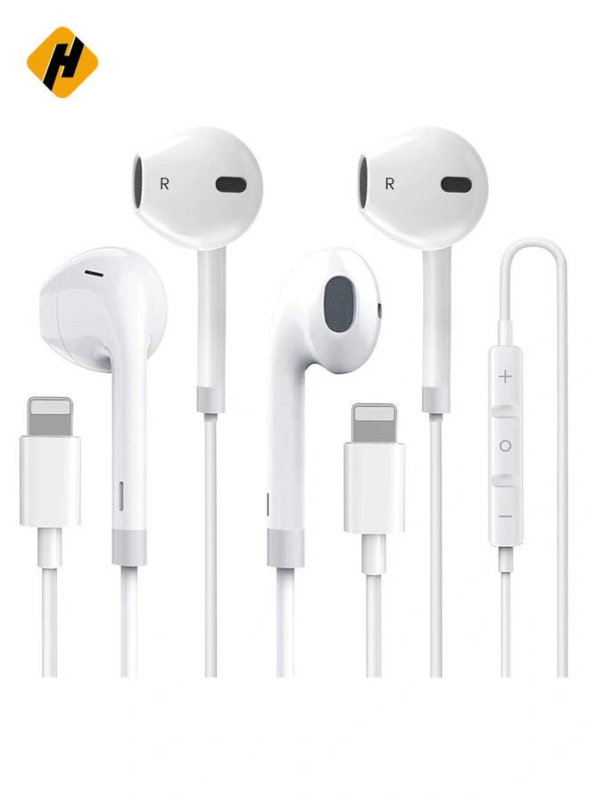 HuHa 2 Pack-Apple Earbuds/Wired Earphones/iPhone Headphones/Lightning [Apple MFi Certified] Built-in Microphone & Volume Control Compatible with iPhone 7/8/X/11/12/13/14/Pro/Pro Max, Support All iOS System - Image 1