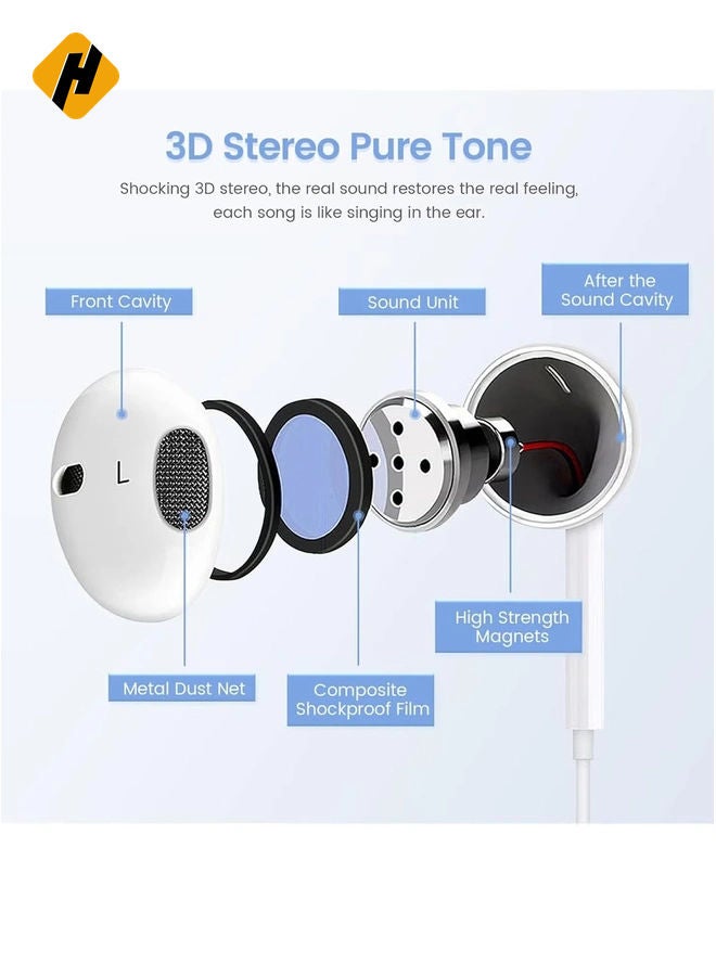 HuHa 2 Pack-Apple Earbuds/Wired Earphones/iPhone Headphones/Lightning [Apple MFi Certified] Built-in Microphone & Volume Control Compatible with iPhone 7/8/X/11/12/13/14/Pro/Pro Max, Support All iOS System - Image 2