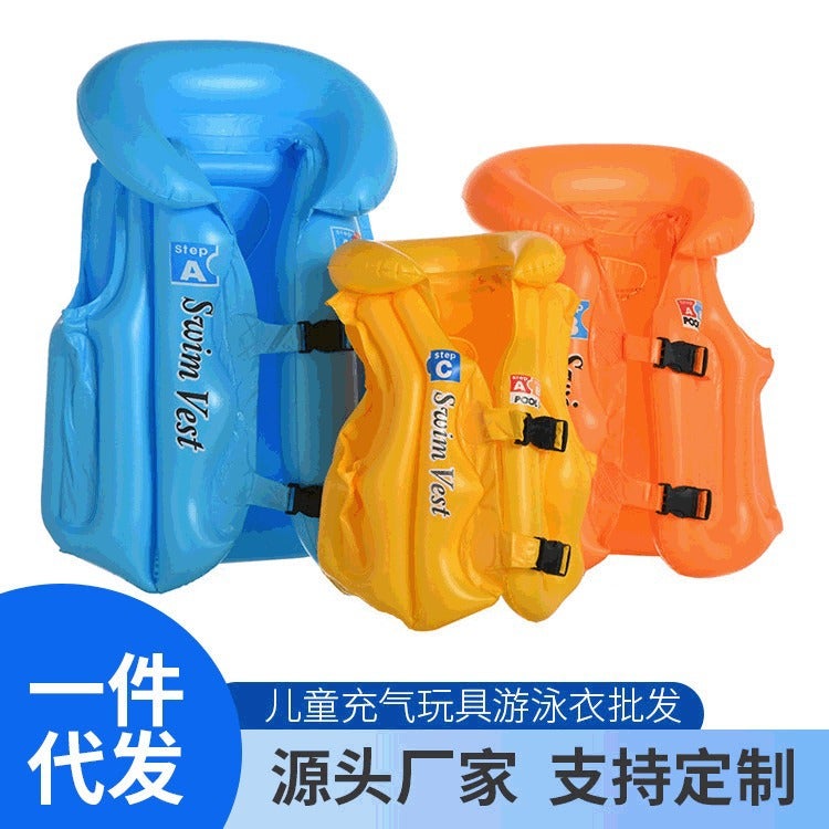 New Inflatable Abc Swimsuit Thickened Pvc Buoyancy Vest Swimming Leak-Proof Children'S Life Jacket Swimming Vest Manufacturers - Image 1
