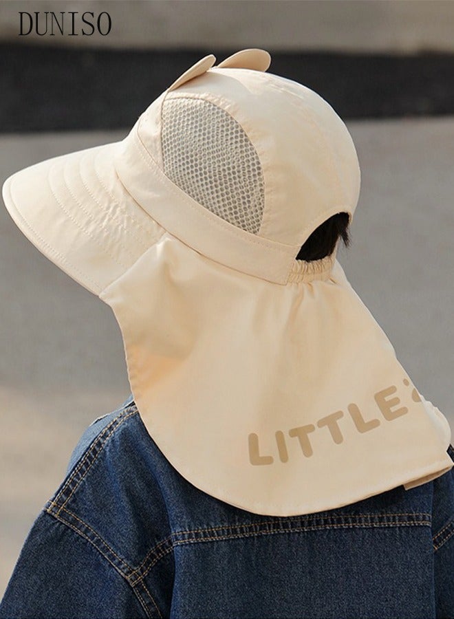 Kids Sun Hat UPF 50+ Sun Protection Cap, Wide Brim Toddler Beach Play Hats Cartoon Pattern Cute Outdoor Sports Fisherman Hat for Boys Girls 3-10 Years old