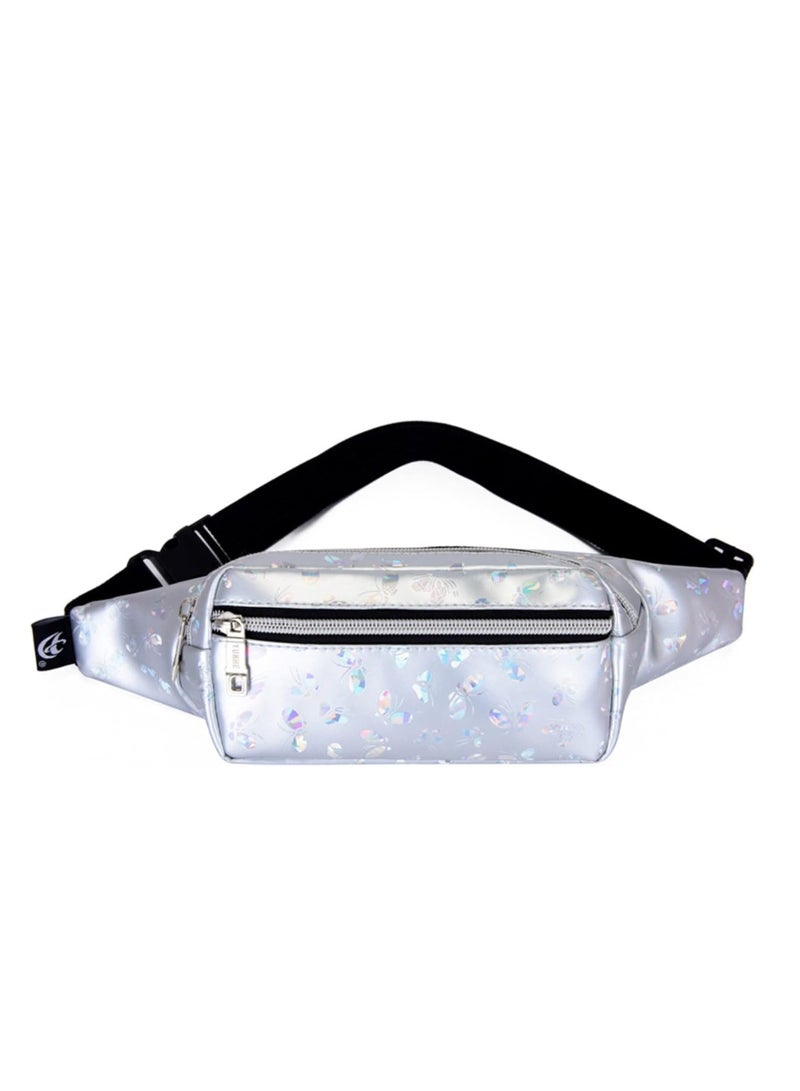 general Women's Soft Faux Leather Tote Shoulder Bag Waist Bag Outdoor Leisure Travel Waist Mobile Phone Storage Bag New, Silver, One Size - Image 3