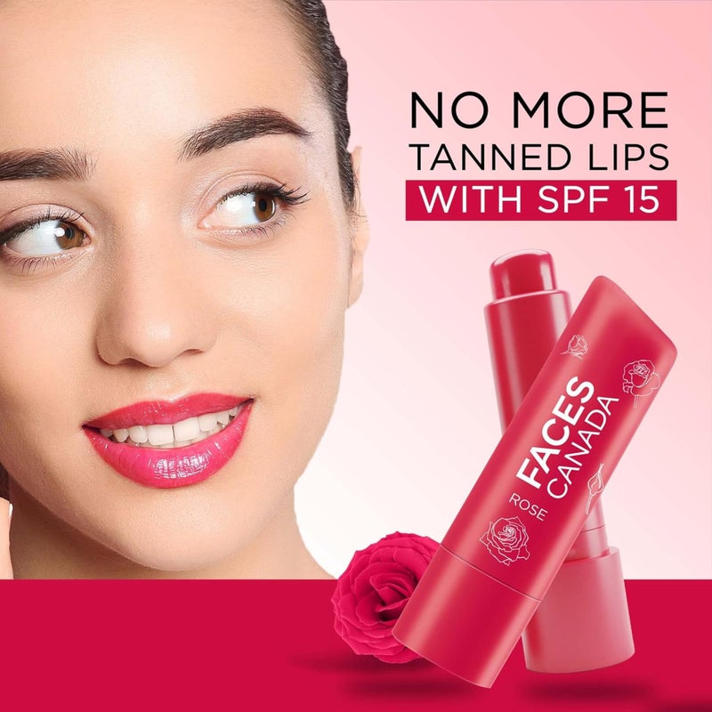 FACESCANADA Rose Lip Balm with SPF 15 | 12H Moisture Lock Tinted Lip Care with Shea Butter, Vitamin C & E | Hydrates, Softens & Protects | Sheer Pink Tint | Non-Sticky Daily Use | 0.16 Oz (4.5g) - Image 4