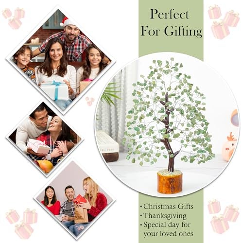 Crocon Green Jade Crystals Tree of Life Decor for Shelf Healing Crystals Spiritual Gift Sage Green Office & Room Decor House Warming Gifts New Home Decor Feng Shui Birthday Gifts for Women & Men - Image 2