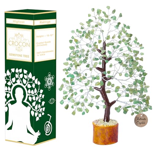 Crocon Green Jade Crystals Tree of Life Decor for Shelf Healing Crystals Spiritual Gift Sage Green Office & Room Decor House Warming Gifts New Home Decor Feng Shui Birthday Gifts for Women & Men - Image 1