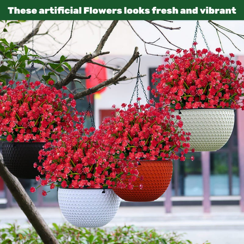 Lnoicy 20pcs Artificial Flowers for Outdoor Plastic Flowers Decoration  UV Resistant Faux Flowers Shrubs  Artificial Plants for Indoor Outside Garden Home Wedding Farmhouse(Red) - Image 4