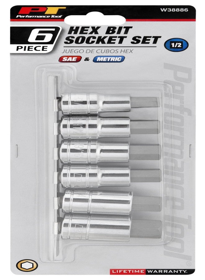 Performance Tool W38886 6 Piece 1/2 Drive Large Hex Bit Socket Set 3/8-Inch, 1/2-Inch , 9/16-Inch, 12mm, 14mm, 17mm - Image 2