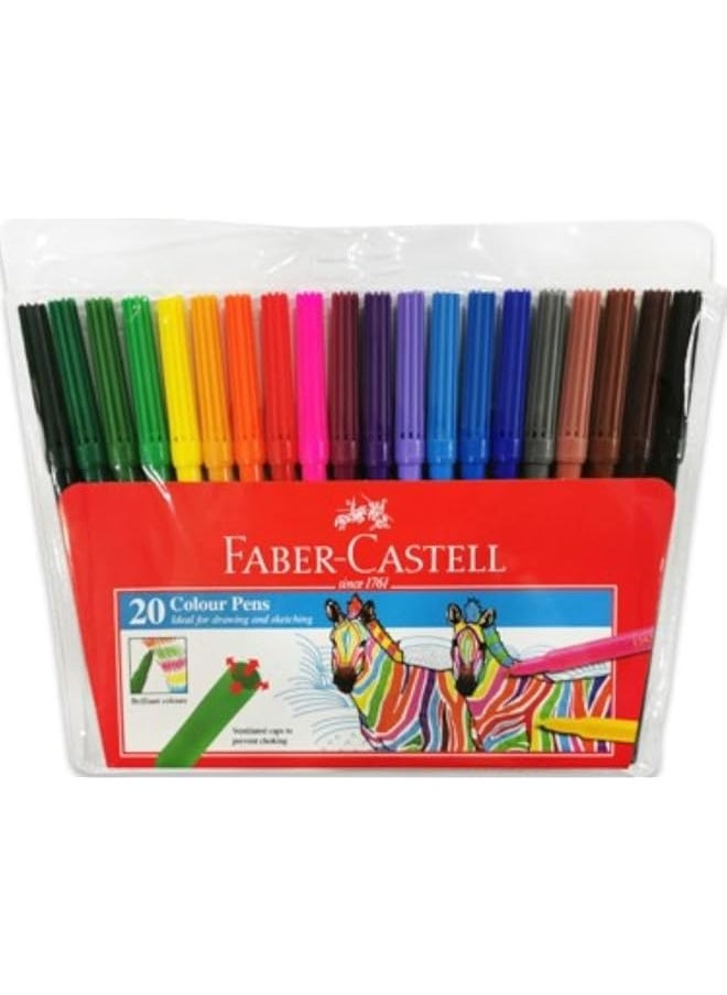 FABER-CASTELL - Washable Fiber Tips Color Pen 20 Piece Set - Image 1