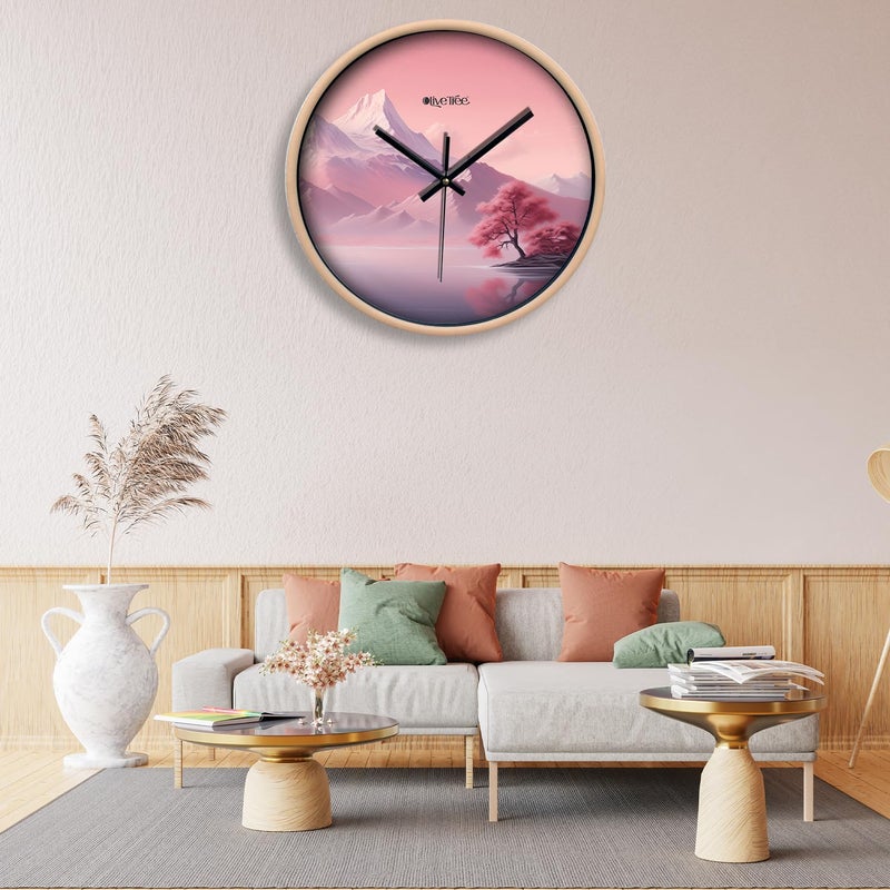 Olive Tree Wall Clock for Living Room, Home, Bedroom Walls, Kitchen, Office, Round Shape Designer Plastic Wall Clock for Home Decor, 12- inch,30 x 30 cm -9348 - Image 1