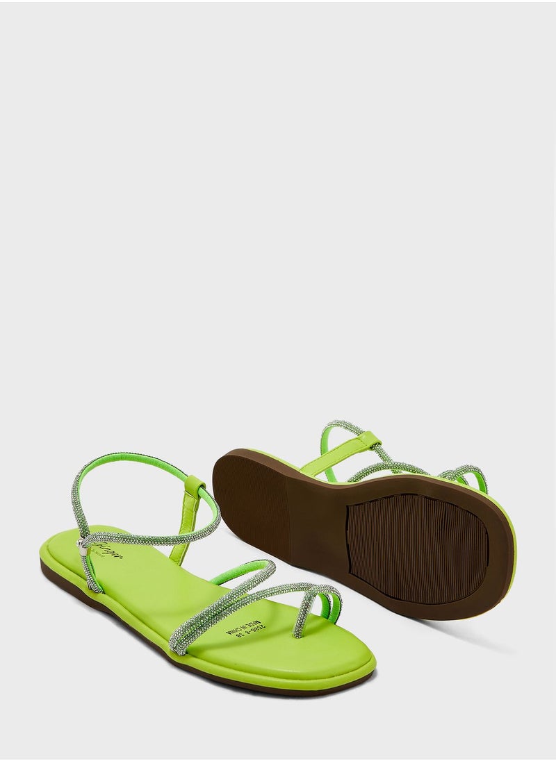 Ginger - Crossover Embellished Back Strap Sandals - Image 1