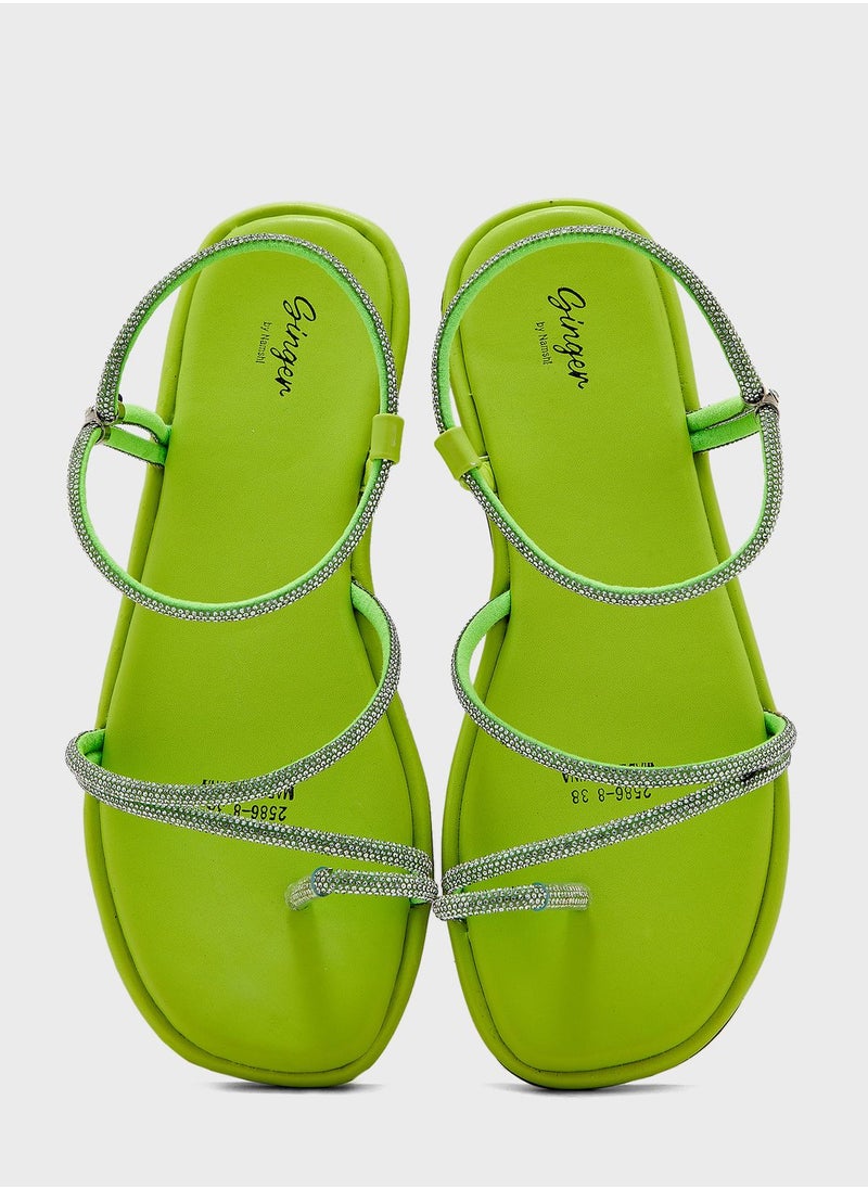 Ginger - Crossover Embellished Back Strap Sandals - Image 1