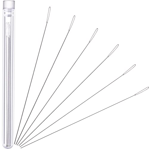 Chuangdi Beading Needles 6 Pieces Stainless Steel Needle Large Big Eye Collapsible Embroidery Beading Needle Thread Sewing Bottle, Assorted Size - Image 1