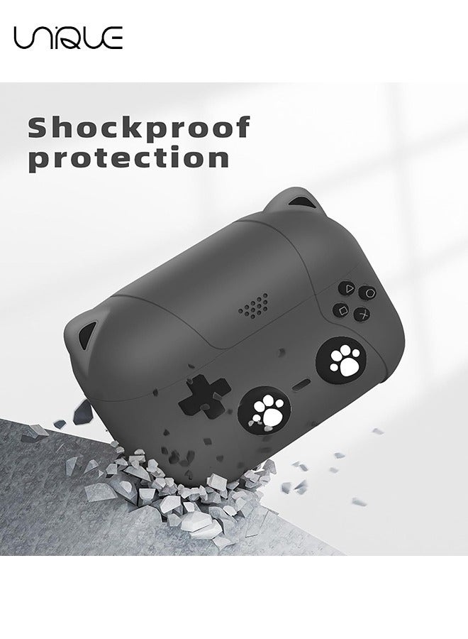 يونيك لغطاء سماعة الرأس Airpods Pro 2 - غطاء سماعة رأس على شكل أذن من Cat ، غطاء وردي - مع حبل على شكل أذن Cat ، مصمم لسماعات Airpods Pro 2 - أسود - Image 4