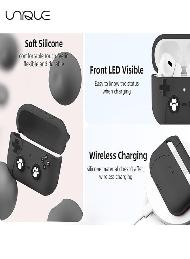 يونيك لغطاء سماعة الرأس Airpods Pro 2 - غطاء سماعة رأس على شكل أذن من Cat ، غطاء وردي - مع حبل على شكل أذن Cat ، مصمم لسماعات Airpods Pro 2 - أسود - Image 5