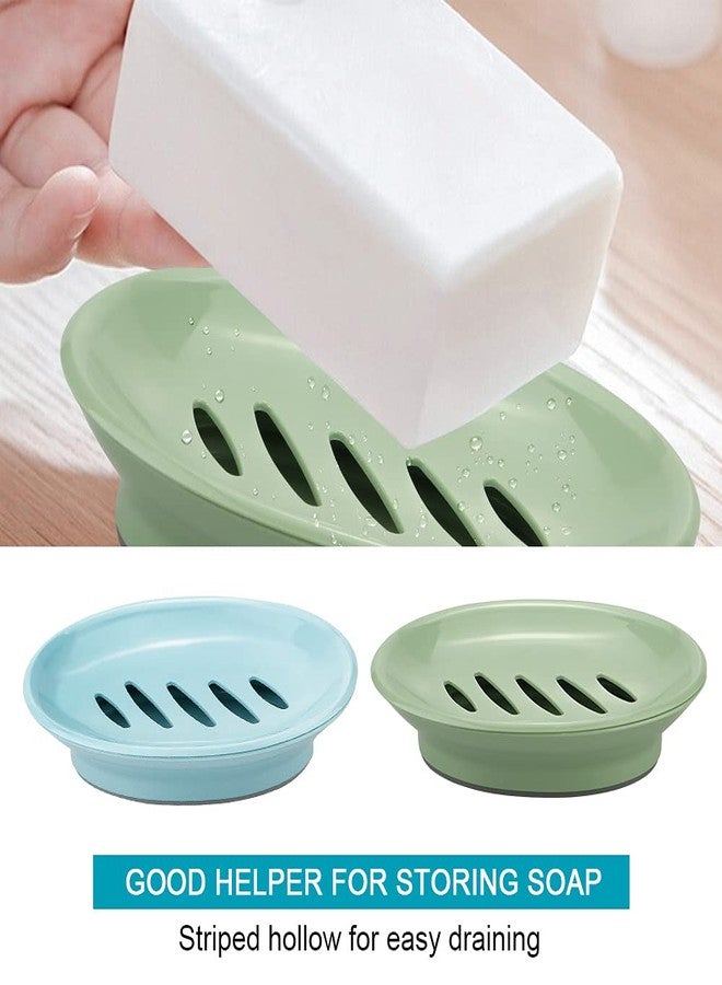 TCOTBE 2 Pack Soap Dishes,Removable Soap Drainers Plastic Soap Holder,Plastic Simple Double Compartment Drain Soap Box,Soap Saver Box Container for Bathroom,Blue, Green - Image 3