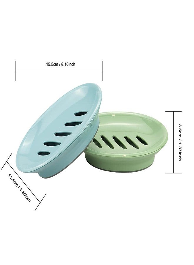TCOTBE 2 Pack Soap Dishes,Removable Soap Drainers Plastic Soap Holder,Plastic Simple Double Compartment Drain Soap Box,Soap Saver Box Container for Bathroom,Blue, Green - Image 2