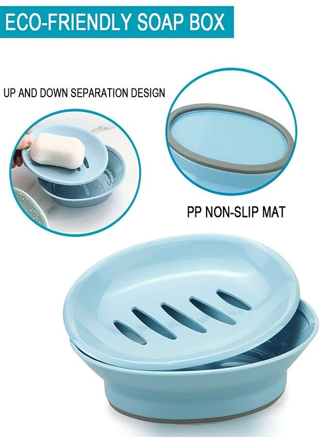 TCOTBE 2 Pack Soap Dishes,Removable Soap Drainers Plastic Soap Holder,Plastic Simple Double Compartment Drain Soap Box,Soap Saver Box Container for Bathroom,Blue, Green - Image 4