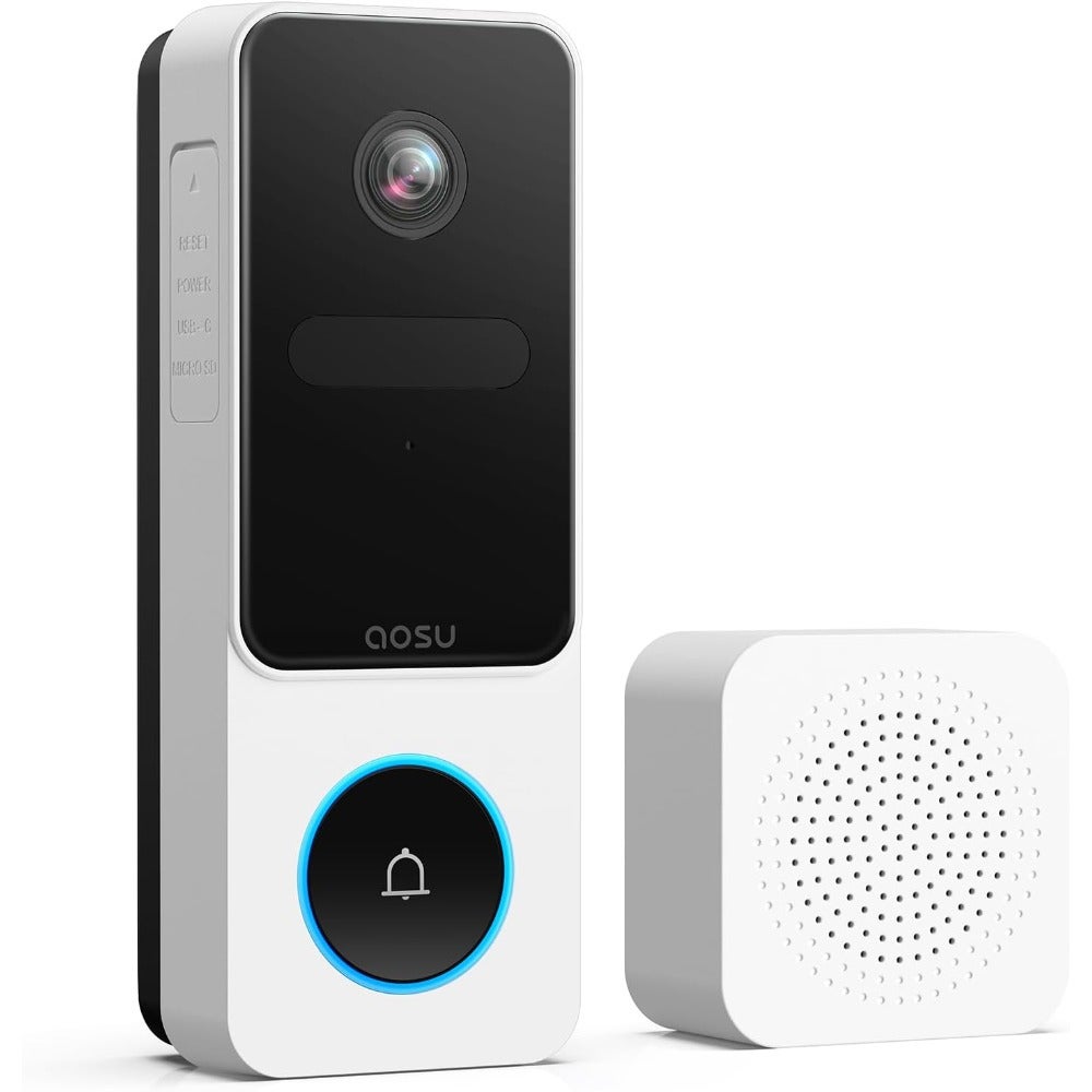 Wireless Doorbell Camera for Home Security: Metal Body, Black, Head-to-Toe View, Intelligent Package Human Detection, 2.4GHz WiFi, Local Storage, Alexa Google Assistant Compatible