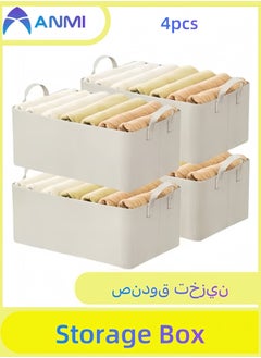 4 Pcs Storage Box, Foldable Clothes Drawer Storage With Handles