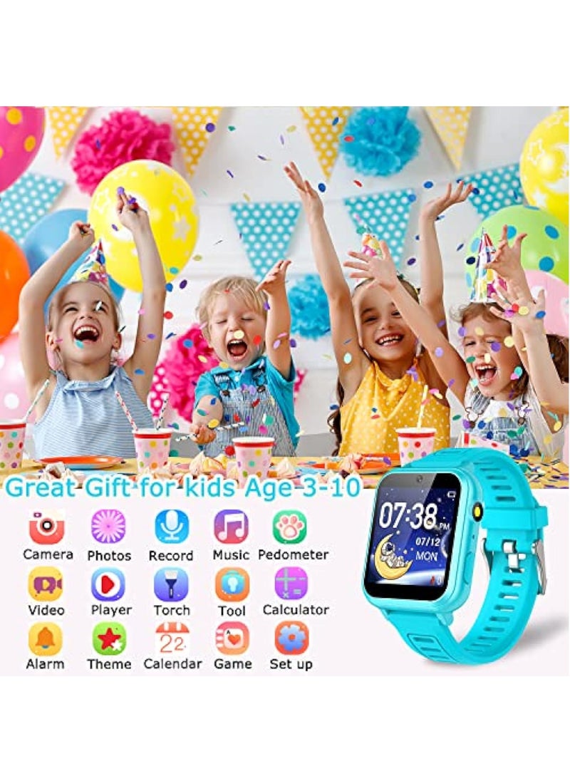 Generic - Kids Smart Watch, Smart Game Watch with 24 Games, HD Touch Screen, Video, Camera, Music Player, Pedometer, Flashlight, Alarm Clock,  Kids Watches for 5-12 Year Olds Boy/Girl (Blue) - Image 1