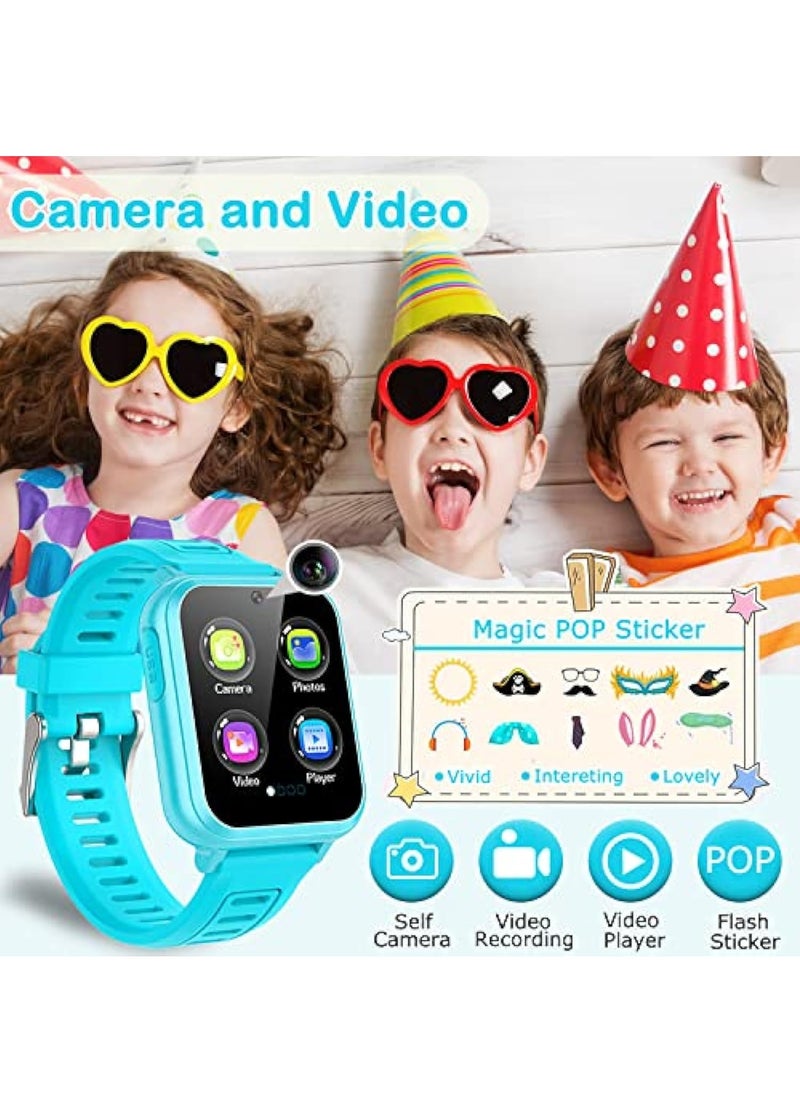 Generic - Kids Smart Watch, Smart Game Watch with 24 Games, HD Touch Screen, Video, Camera, Music Player, Pedometer, Flashlight, Alarm Clock,  Kids Watches for 5-12 Year Olds Boy/Girl (Blue) - Image 1