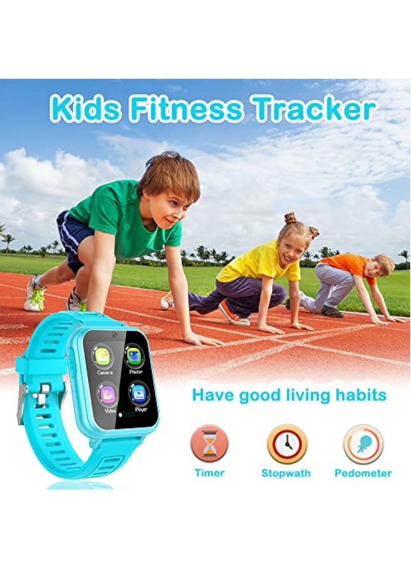 Generic - Kids Smart Watch, Smart Game Watch with 24 Games, HD Touch Screen, Video, Camera, Music Player, Pedometer, Flashlight, Alarm Clock,  Kids Watches for 5-12 Year Olds Boy/Girl (Blue) - Image 1