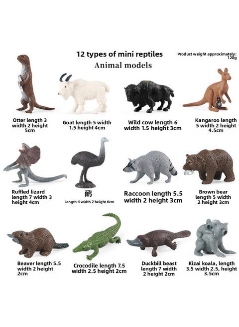 Simulation Marine Life Model Deep Sea Fish Group Toy Suit Megalodon Black-tip Shark Squid Whale Shark Swordfish-Colour:Dt Mini Reptiles (12 Sets)
