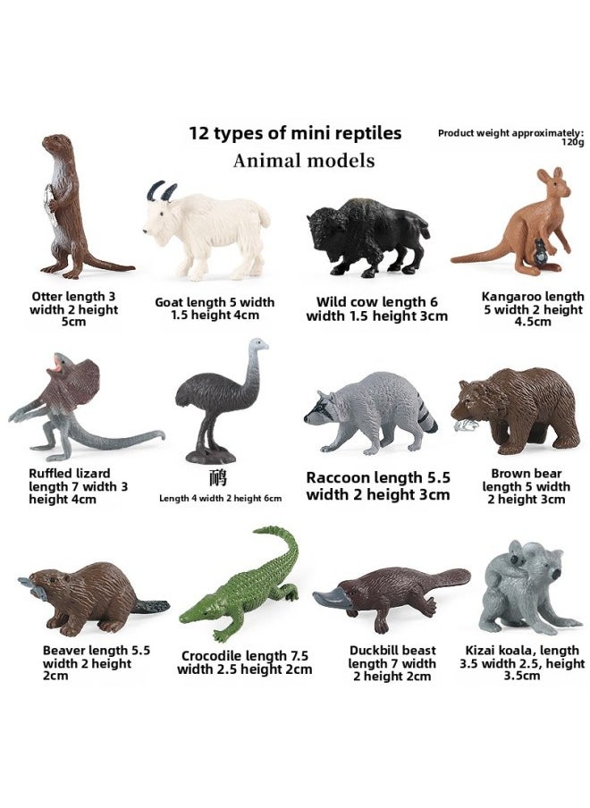 null - Simulation Marine Life Model Deep Sea Fish Group Toy Suit Megalodon Black-tip Shark Squid Whale Shark Swordfish-Colour:Dt Mini Reptiles (12 Sets) - Image 1