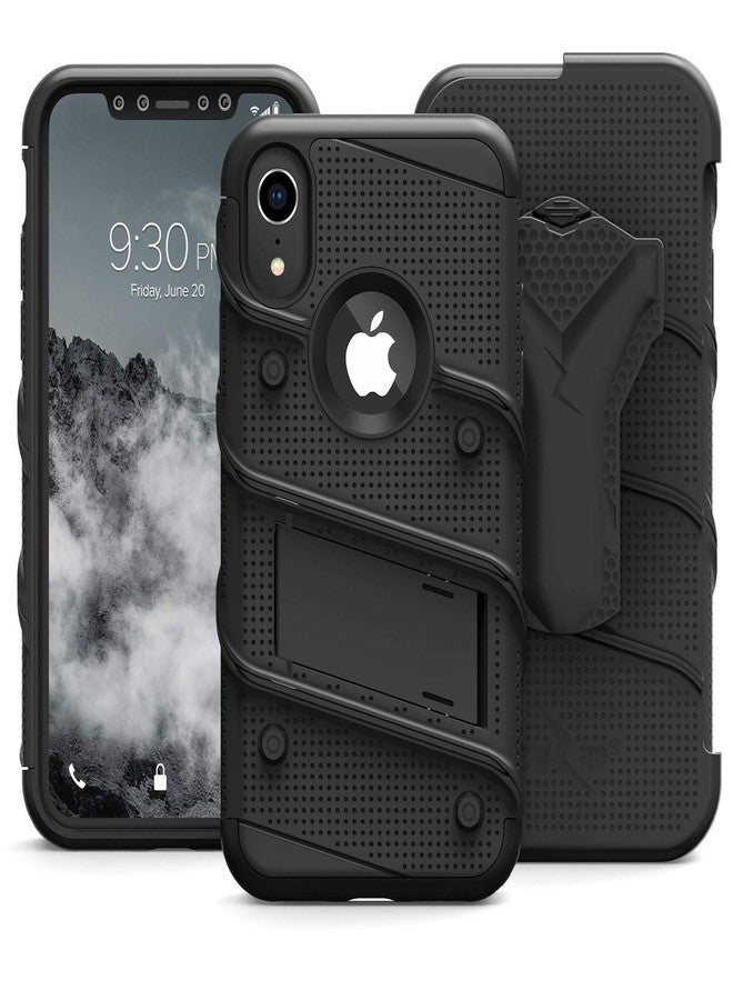 Griffin ZIZO Bolt Series for iPhone XR Case with Screen Protector Kickstand Holster Lanyard - Black - Image 4