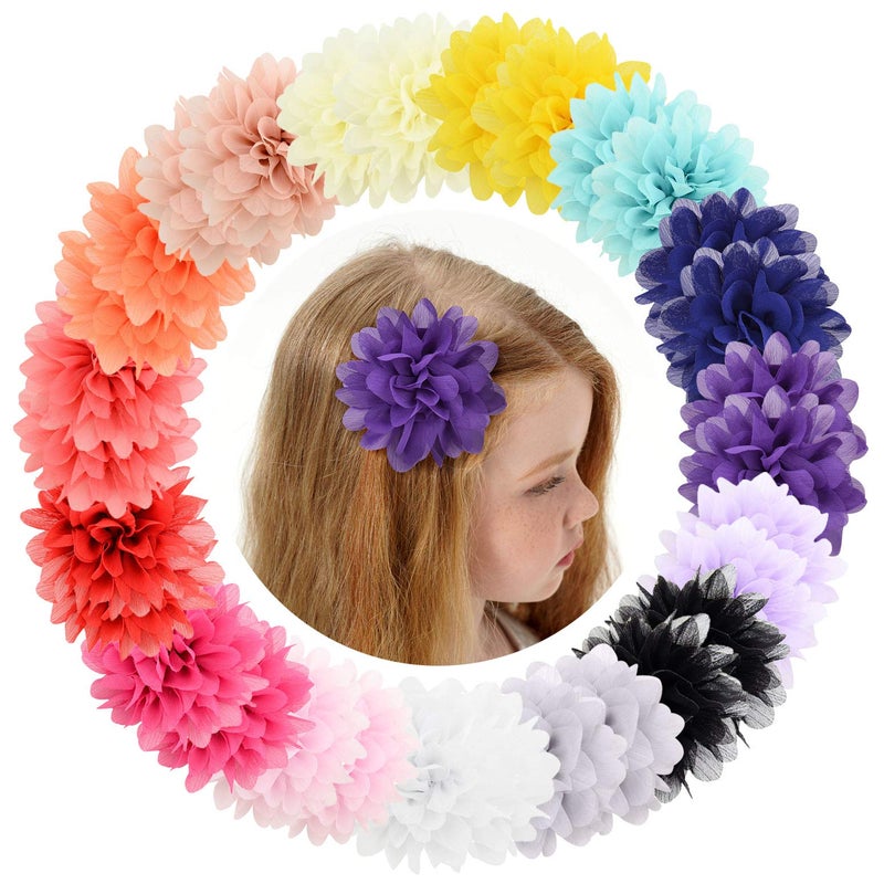 jollybows 30pcs Baby Girls Alligator Hair Clips Chiffon Flower Hair Barrettes Accessories for Kids Toddler Teens - Image 1