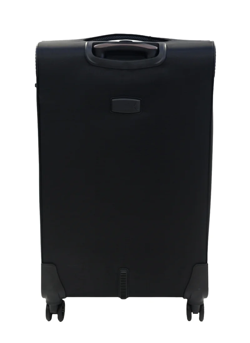 جيوردانو GIORDANO Casablanca Series Check-In Large Suitcase Black, Soft Nylon Lightweight Durable Expandable 4 Wheels Luggage Trolley Bag 28" With Secure 3 Digit Number Lock.