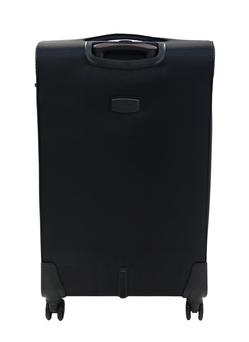 GIORDANO - GIORDANO Casablanca Series Check-In Large Suitcase Black, Soft Nylon Lightweight Durable Expandable 4 Wheels Luggage Trolley Bag 28" With Secure 3 Digit Number Lock. - Image 1